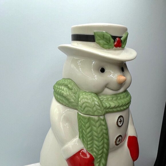 LENOX - Snowman Treat Jar 2 Piece American by Design 7” - Picture 4 of 14